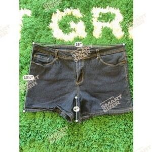 Red Blue Denim Dark Wash Jean Shorts Womens 15/16 High Rise Stretch 55005CN